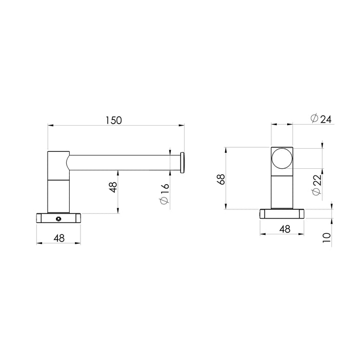 Phoenix Radii SS 316 Toilet Roll Holder Square Plate