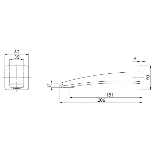 Phoenix Rush Wall Bath Outlet 180mm