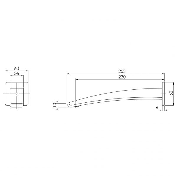 Phoenix Rush Wall Bath Outlet 230mm