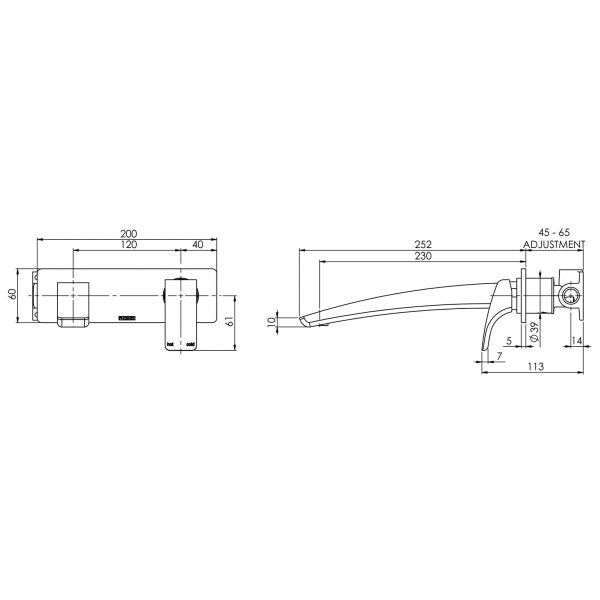 phoenix Rush Wall Basin Mixer Set 230mm