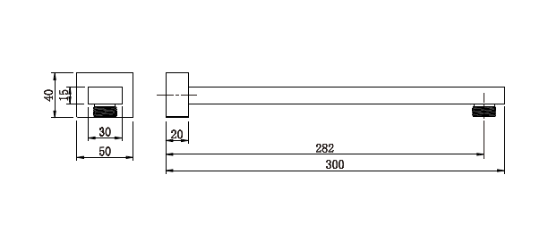 Modern National Square Shower Arm 300mm