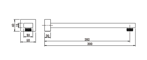 MODERN NATIONAL Square Shower Arm 300mm