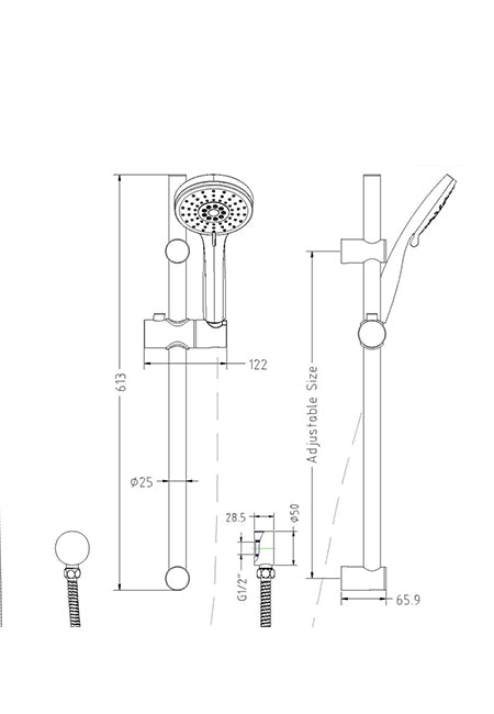 Azzura 90 Series Shower Rail Set