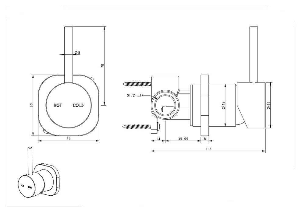 Millennium Cioso SQ Shower Mixer Pin Up