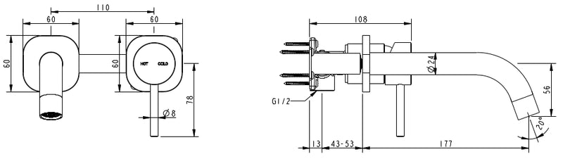 Millennium Cioso SQ Wall Basin Mixer