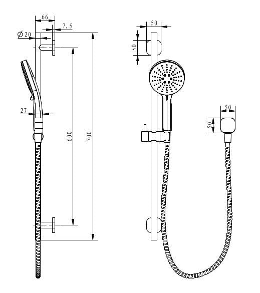 Millennium Finesa SQ Rail Shower