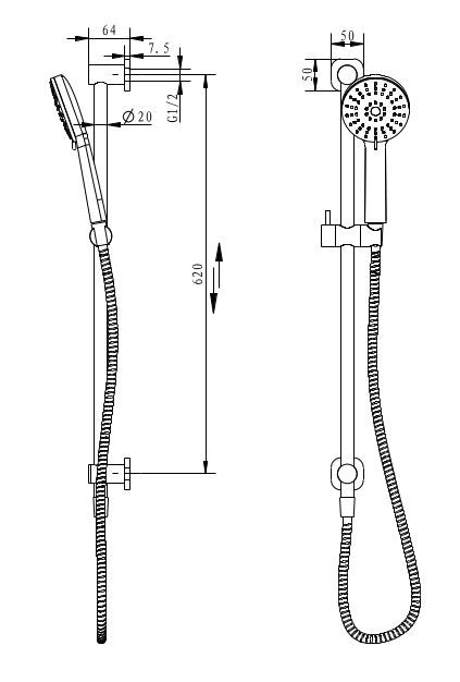Millennium Finesa SQ Rail Shower Top Inlet