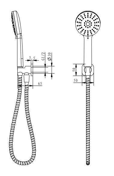 Millennium Akemi SQ Hand Shower on Hook