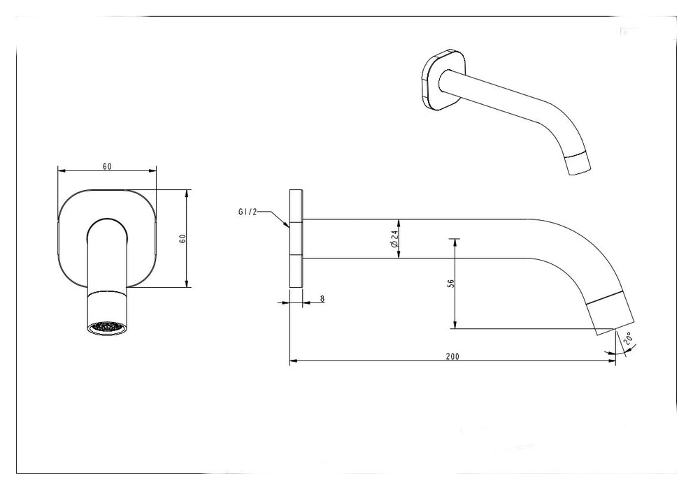 Millennium Cioso SQ Basin/Bath Spout
