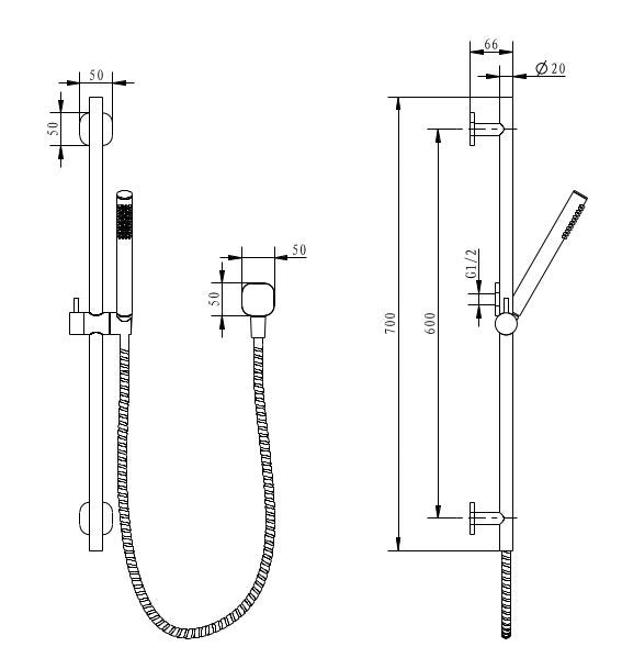 Millennium Cioso SQ Rail Shower