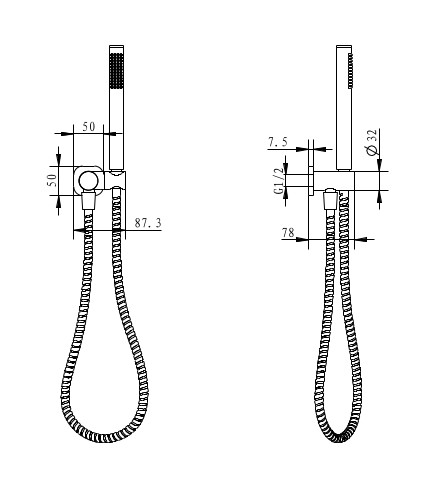 Millennium Cioso SQ Hand Shower on Swivel Bracket