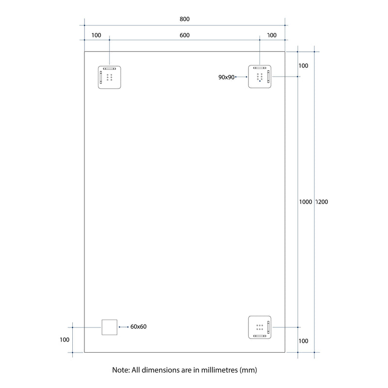 Thermogroup Sierra Rectangle Polished Edge Mirror with Sandblasted Border