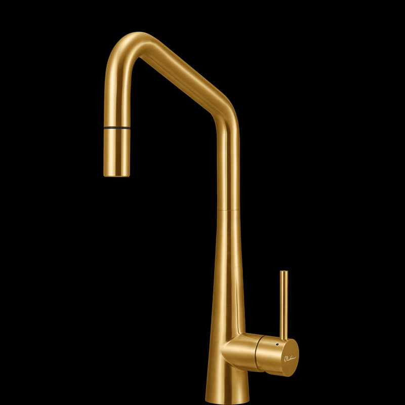 Oliveri Essente Stainless Steel Square Goose Neck Pull Out Mixer