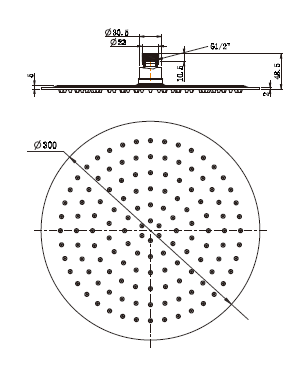 Modern National Stainless Steel and Shower Head 300mm
