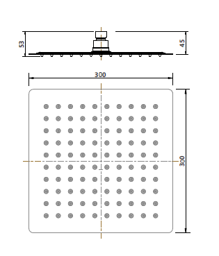 Modern National Stainless Steel SQR Shower Head 300mm