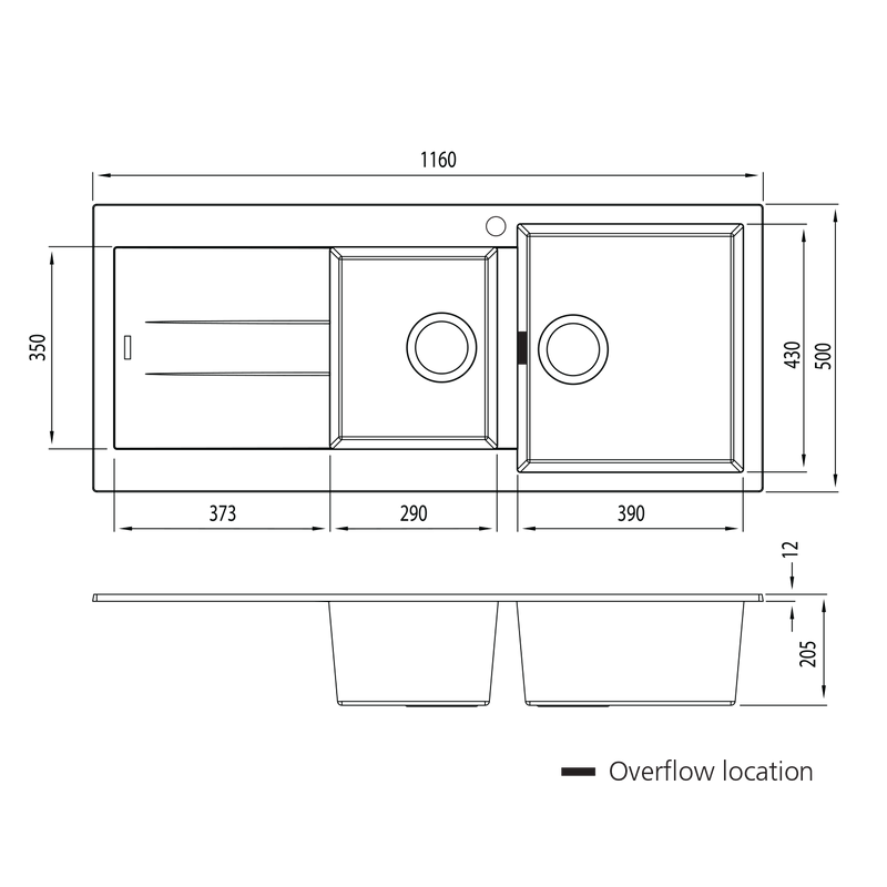 Oliveri Santorini 1 & 3/4 Bowl Topmount Sink With Drainer