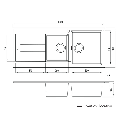 Oliveri Santorini 1 & 3/4 Bowl Topmount Sink With Drainer