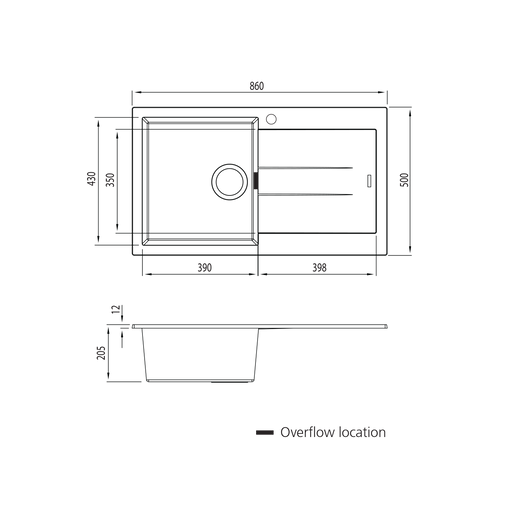 Oliveri Santorini Single Bowl Topmount Sink With Drainer