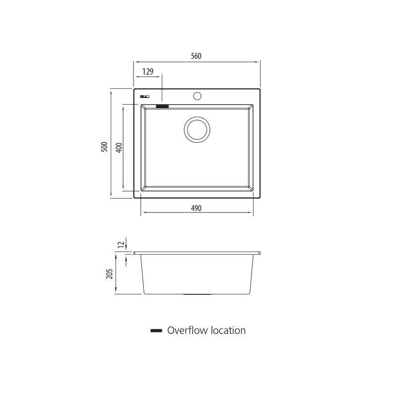 Oliveri Santorini Black Large Bowl Topmount Sink