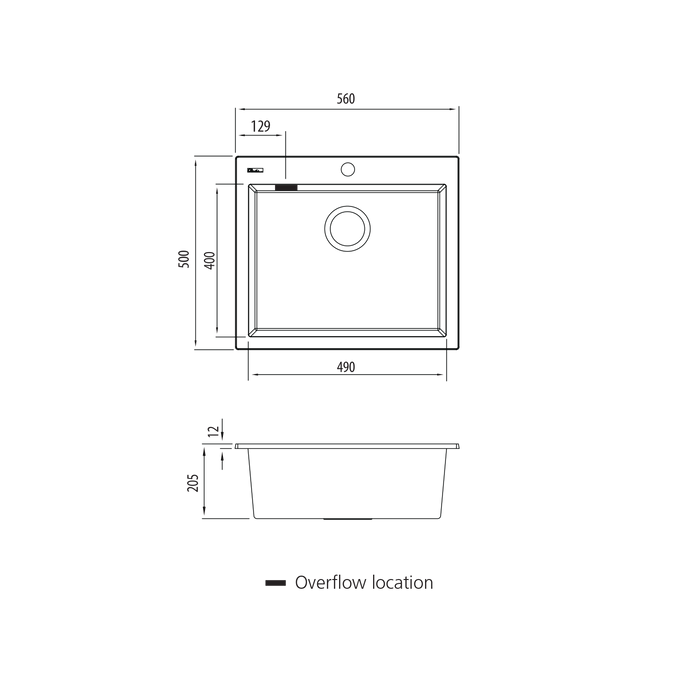 Oliveri Santorini Black Large Bowl Topmount Sink