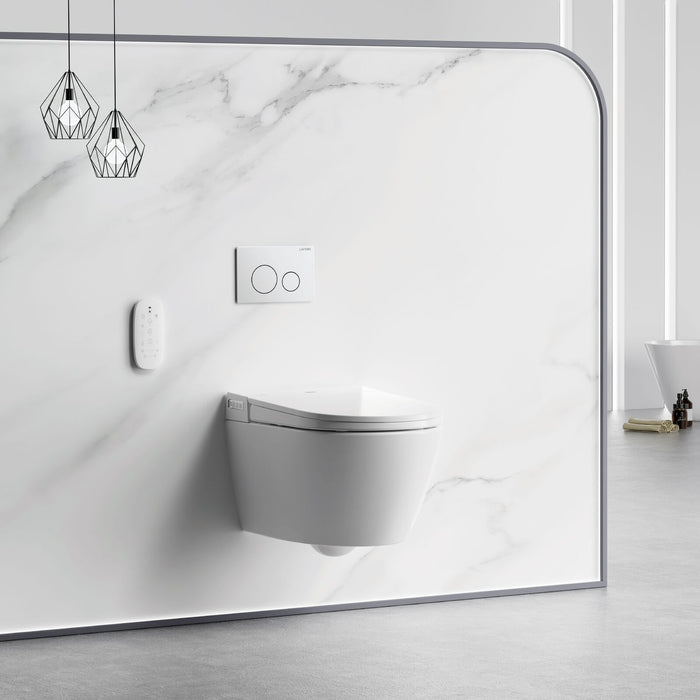 Lafeme Sesto Wall Hung Rimless Smart Toilet With Flush Plate