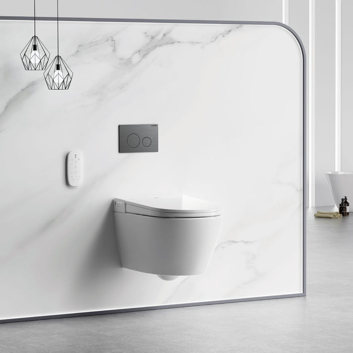 Lafeme Sesto Wall Hung Rimless Smart Toilet With Flush Plate