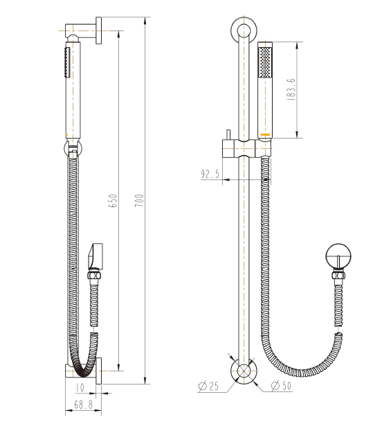 Modern National Star Shower on Rail Elbow Inlet Microphone Handshower