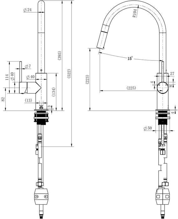 MODERN NATIONAL Star Mini Pull Out Kitchen Mixer