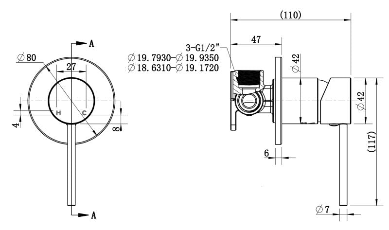 Modern National Star Mini Shower Mixer 80m