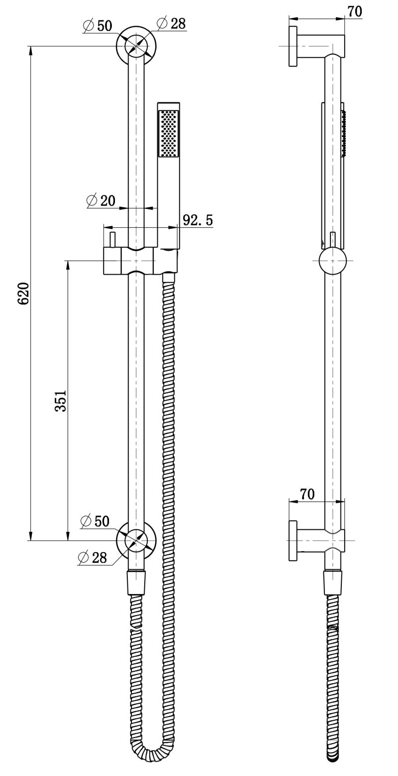 Modern National Star Mini Shower on Rail Top Inlet Microphone Handshower