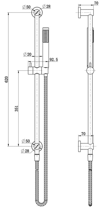 MODERN NATIONAL Star Mini Shower on Rail Top Inlet Microphone Handshower