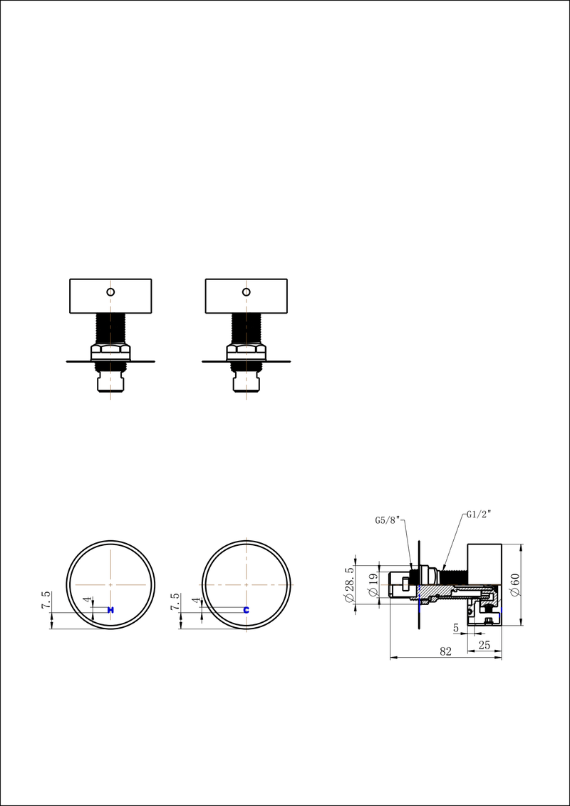 Modern National Star Mini Wall Top Assemblies Round