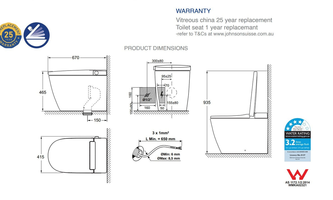 Johnson Suissie AVANZO Rimless Wall Faced Suite