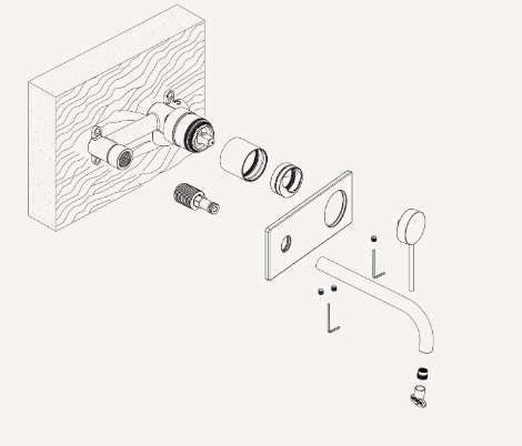 Oliveri Venice Curved Wall Mixer Set