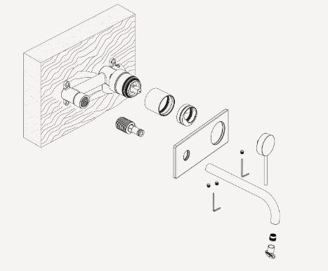 Oliveri Venice Curved Wall Mixer Set - Trim Kit