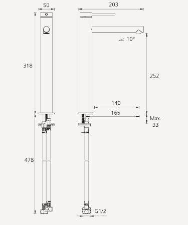 Oliveri Venice Straight Tower Basin Mixer