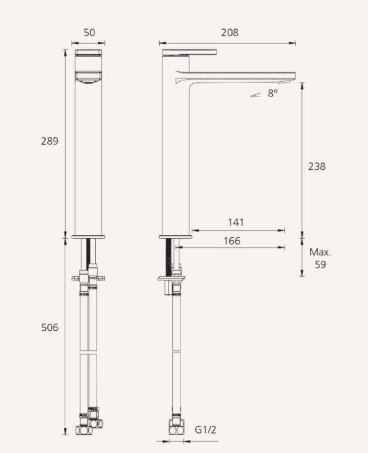 Oliveri London Chrome Tower Basin Mixer
