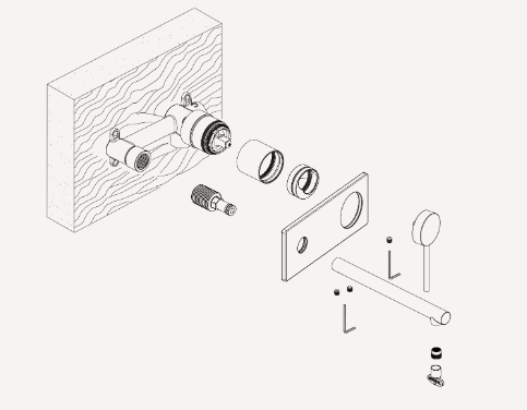 Oliveri Venice Straight Wall Mixer Set - Trim Kit