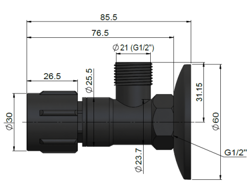 Meir Round Mini Stop Cistern Tap with backplate