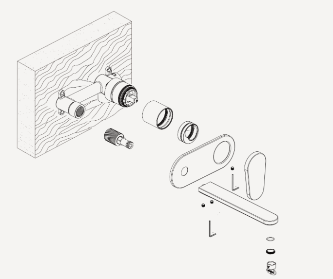 London Chrome Wall Mixer Set - Trim Kit