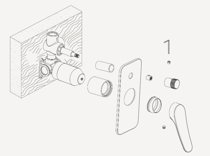 Oliveri Verona Wall Mixer With Diverter - Inwall Body