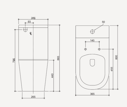 Oliveri Vienna Back To Wall Care Toilet Suite With Blue Seat and Buttons