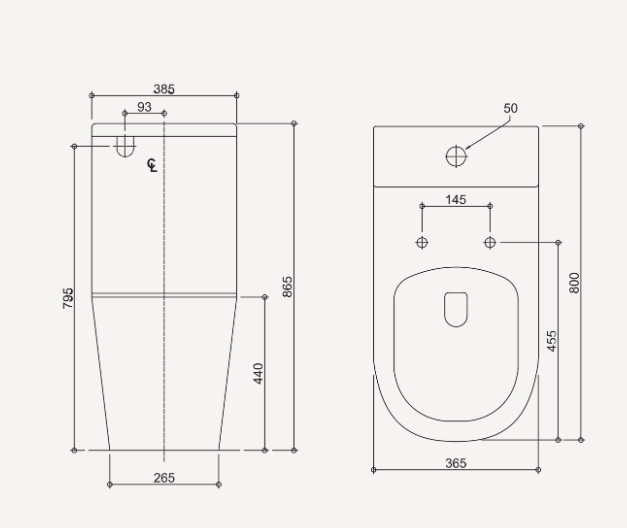 Oliveri Vienna Back To Wall Care Toilet Suite With Blue Seat and Buttons