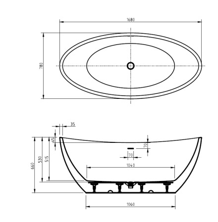 BNK Naga BTG-1700 Boat Shape Freestanding Bath Gloss White