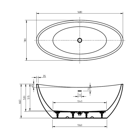 BNK NAGA BTG-1700 Boat Shape Freestanding Bath Gloss White