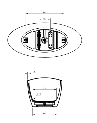 BNK Naga BTG-1700 Boat Shape Freestanding Bath Gloss White