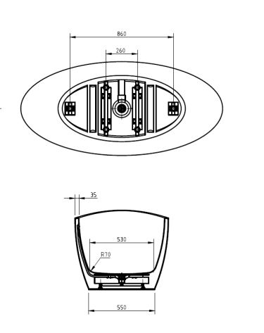 BNK NAGA BTG-1700 Boat Shape Freestanding Bath Gloss White