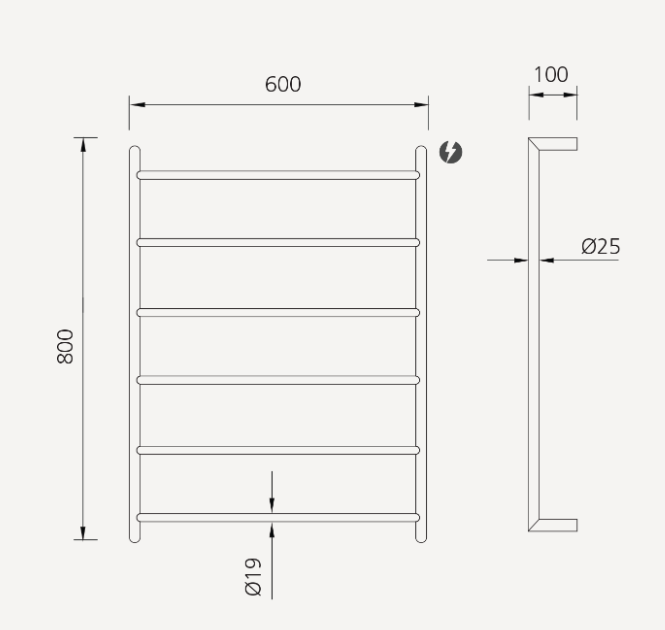 Oliveri Venice Stainless Steel Heated Towel Ladder