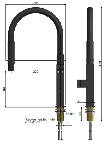 Meir Square Flexible Kitchen Mixer Tap