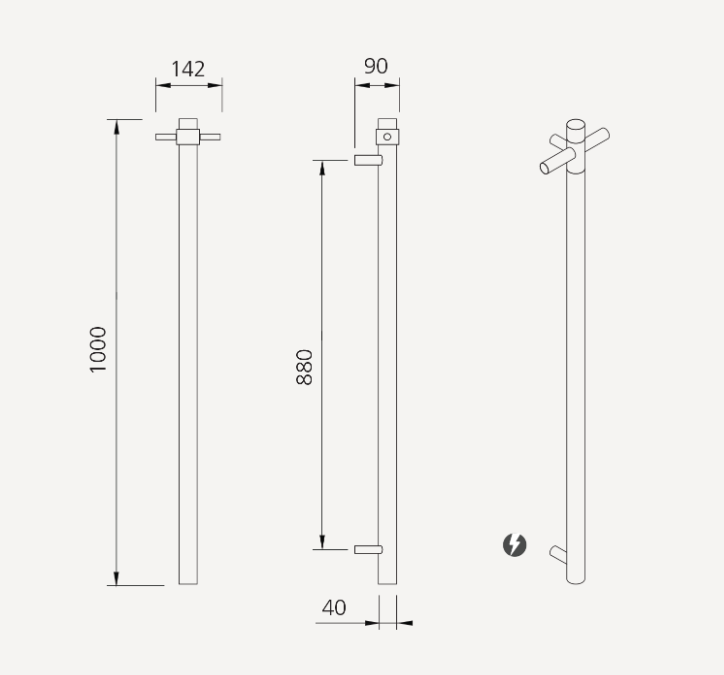 Oliveri Venice Stainless Steel Heated Vertical Towel Rail